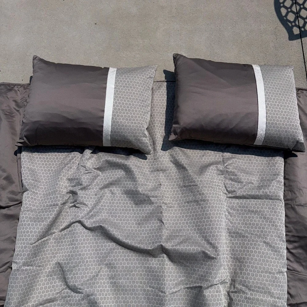 RV Short Queen Comforter Set 3pc Geometric Honeycomb Grey Taupe Camper Bedding